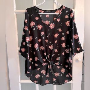 Women’s tie front high low blouse